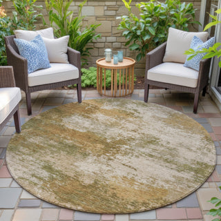 Piper Looms Chantille Abstract ACN2064 Copper Machine Washable Area Rug Round Outdoor Lifestyle Image Feature