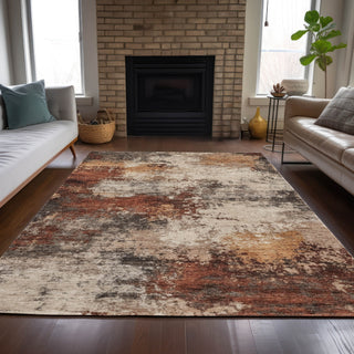 Piper Looms Chantille Abstract ACN2064 Paprika Machine Washable Area Rug Lifestyle Image Feature