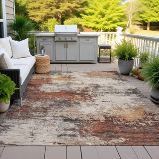 Piper Looms Chantille Abstract ACN2064 Paprika Machine Washable Area Rug Outdoor Lifestyle Image Feature