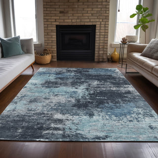 Piper Looms Chantille Abstract ACN2065 Blue Machine Washable Area Rug Lifestyle Image Feature