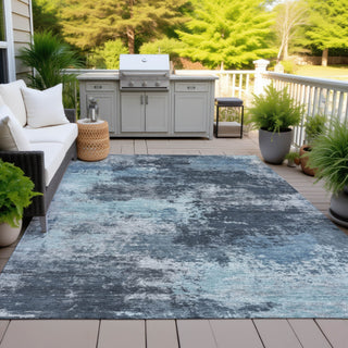 Piper Looms Chantille Abstract ACN2065 Blue Machine Washable Area Rug Outdoor Lifestyle Image Feature