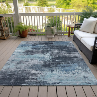 Piper Looms Chantille Abstract ACN2065 Blue Machine Washable Area Rug Outdoor Lifestyle Image Feature