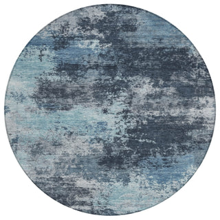 Piper Looms Chantille Abstract ACN2065 Blue Machine Washable Area Rug Round Main Image