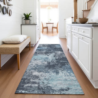 Piper Looms Chantille Abstract ACN2065 Blue Machine Washable Area Rug Runner Lifestyle Image Feature