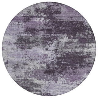 Piper Looms Chantille Abstract ACN2065 Purple Machine Washable Area Rug Round Main Image