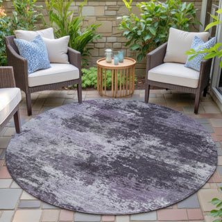 Piper Looms Chantille Abstract ACN2065 Purple Machine Washable Area Rug Round Outdoor Lifestyle Image Feature