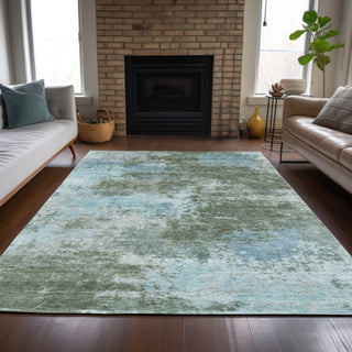 Piper Looms Chantille Abstract ACN2065 Sage Machine Washable Area Rug Lifestyle Image Feature