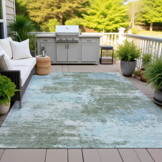 Piper Looms Chantille Abstract ACN2065 Sage Machine Washable Area Rug Outdoor Lifestyle Image Feature