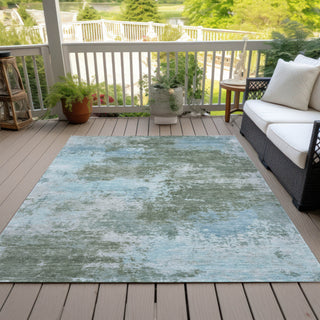 Piper Looms Chantille Abstract ACN2065 Sage Machine Washable Area Rug Outdoor Lifestyle Image Feature