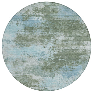 Piper Looms Chantille Abstract ACN2065 Sage Machine Washable Area Rug Round Main Image