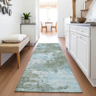 Piper Looms Chantille Abstract ACN2065 Sage Machine Washable Area Rug Runner Lifestyle Image Feature