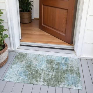 Piper Looms Chantille Abstract ACN2065 Sage Machine Washable Area Rug Scatter Outdoor Lifestyle Image Feature