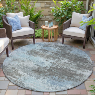 Piper Looms Chantille Abstract ACN2065 Taupe Machine Washable Area Rug Round Outdoor Lifestyle Image Feature