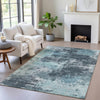Piper Looms Chantille Abstract ACN2065 Teal Machine Washable Area Rug Lifestyle Image Feature
