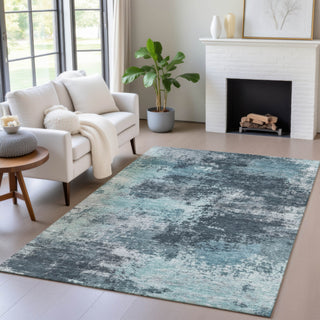 Piper Looms Chantille Abstract ACN2065 Teal Machine Washable Area Rug Lifestyle Image Feature