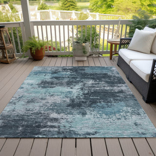 Piper Looms Chantille Abstract ACN2065 Teal Machine Washable Area Rug Outdoor Lifestyle Image Feature