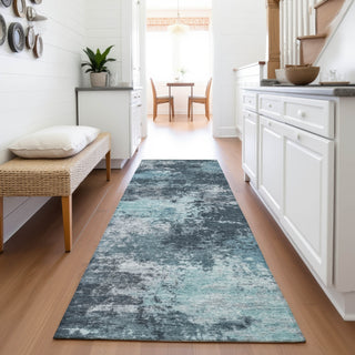 Piper Looms Chantille Abstract ACN2065 Teal Machine Washable Area Rug Runner Lifestyle Image Feature