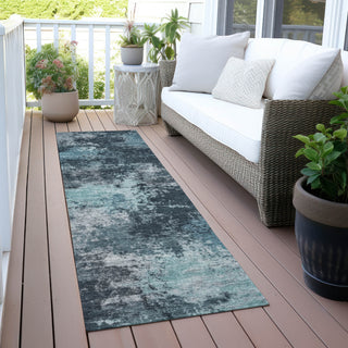Piper Looms Chantille Abstract ACN2065 Teal Machine Washable Area Rug Runner Outdoor Lifestyle Image Feature