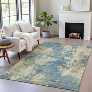Piper Looms Chantille Abstract ACN2066 Blue Machine Washable Area Rug Lifestyle Image Feature