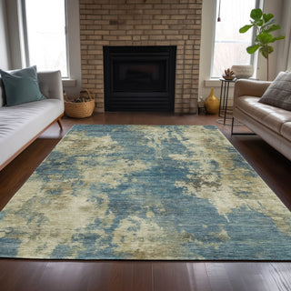 Piper Looms Chantille Abstract ACN2066 Blue Machine Washable Area Rug Lifestyle Image Feature