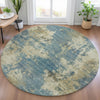 Piper Looms Chantille Abstract ACN2066 Blue Machine Washable Area Rug Round Lifestyle Image Feature