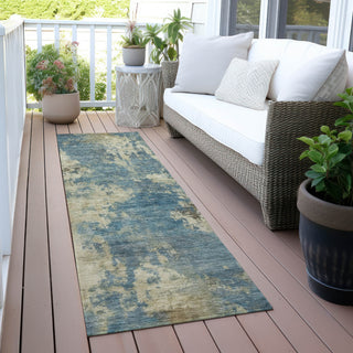 Piper Looms Chantille Abstract ACN2066 Blue Machine Washable Area Rug Runner Outdoor Lifestyle Image Feature
