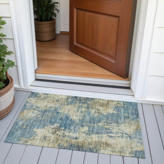 Piper Looms Chantille Abstract ACN2066 Blue Machine Washable Area Rug Scatter Outdoor Lifestyle Image Feature