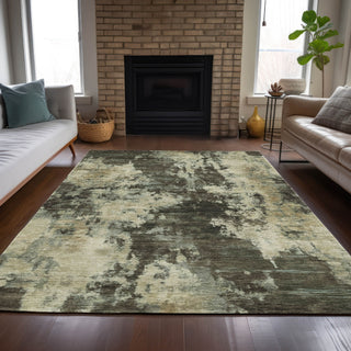 Piper Looms Chantille Abstract ACN2066 Brown Machine Washable Area Rug Lifestyle Image Feature