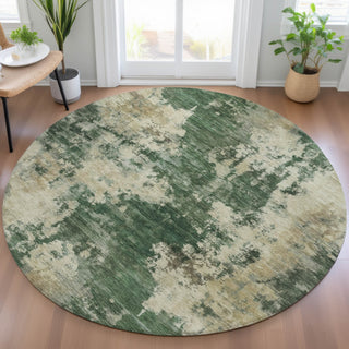 Piper Looms Chantille Abstract ACN2066 Fern Machine Washable Area Rug Round Lifestyle Image Feature