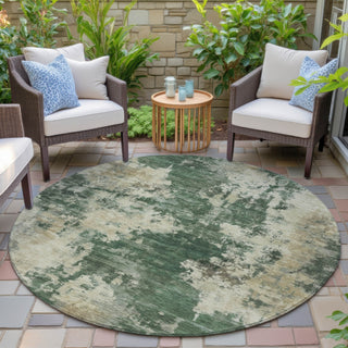 Piper Looms Chantille Abstract ACN2066 Fern Machine Washable Area Rug Round Outdoor Lifestyle Image Feature