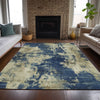 Piper Looms Chantille Abstract ACN2066 Navy Machine Washable Area Rug Lifestyle Image Feature