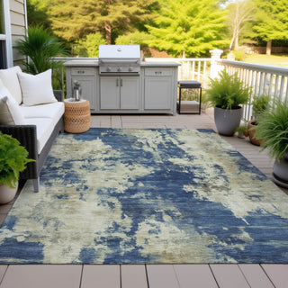 Piper Looms Chantille Abstract ACN2066 Navy Machine Washable Area Rug Outdoor Lifestyle Image Feature