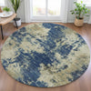 Piper Looms Chantille Abstract ACN2066 Navy Machine Washable Area Rug Round Lifestyle Image Feature