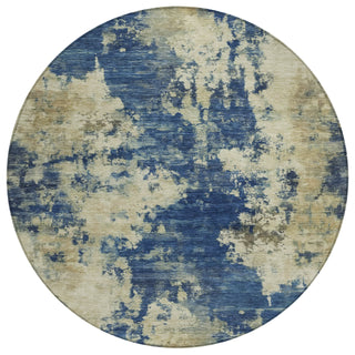 Piper Looms Chantille Abstract ACN2066 Navy Machine Washable Area Rug Round Main Image