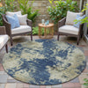 Piper Looms Chantille Abstract ACN2066 Navy Machine Washable Area Rug Round Outdoor Lifestyle Image Feature