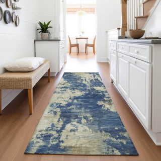 Piper Looms Chantille Abstract ACN2066 Navy Machine Washable Area Rug Runner Lifestyle Image Feature