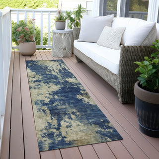 Piper Looms Chantille Abstract ACN2066 Navy Machine Washable Area Rug Runner Outdoor Lifestyle Image Feature