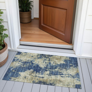 Piper Looms Chantille Abstract ACN2066 Navy Machine Washable Area Rug Scatter Outdoor Lifestyle Image Feature