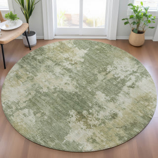 Piper Looms Chantille Abstract ACN2066 Sage Machine Washable Area Rug Round Lifestyle Image Feature