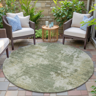 Piper Looms Chantille Abstract ACN2066 Sage Machine Washable Area Rug Round Outdoor Lifestyle Image Feature
