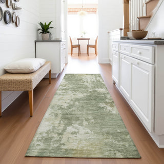 Piper Looms Chantille Abstract ACN2066 Sage Machine Washable Area Rug Runner Lifestyle Image Feature