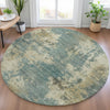 Piper Looms Chantille Abstract ACN2066 Teal Machine Washable Area Rug Round Lifestyle Image Feature