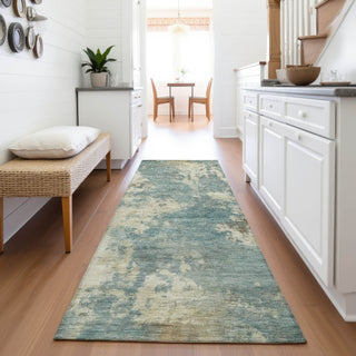 Piper Looms Chantille Abstract ACN2066 Teal Machine Washable Area Rug Runner Lifestyle Image Feature