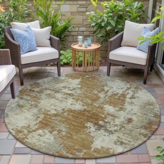 Piper Looms Chantille Abstract ACN2066 Terracotta Machine Washable Area Rug Round Outdoor Lifestyle Image Feature