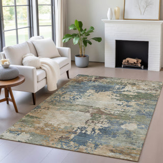 Piper Looms Chantille Abstract ACN2067 Blue Machine Washable Area Rug Lifestyle Image Feature
