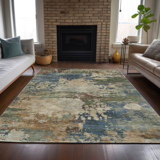 Piper Looms Chantille Abstract ACN2067 Blue Machine Washable Area Rug Lifestyle Image Feature
