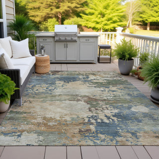 Piper Looms Chantille Abstract ACN2067 Blue Machine Washable Area Rug Outdoor Lifestyle Image Feature