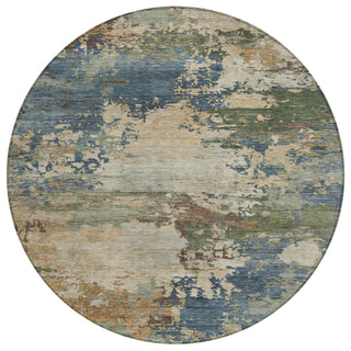 Piper Looms Chantille Abstract ACN2067 Blue Machine Washable Area Rug Round Main Image