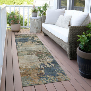 Piper Looms Chantille Abstract ACN2067 Blue Machine Washable Area Rug Runner Outdoor Lifestyle Image Feature