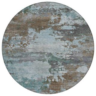 Piper Looms Chantille Abstract ACN2067 Brown Machine Washable Area Rug Round Main Image